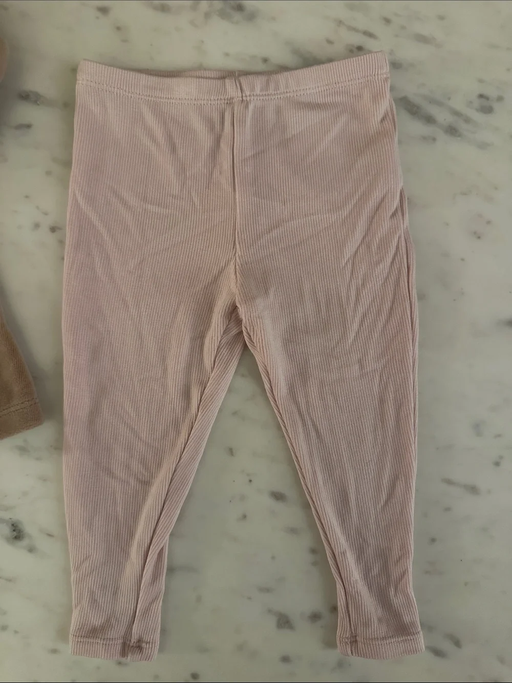 Angel Dear Taupe Bear Velvet Dress with Light Pink Leggings